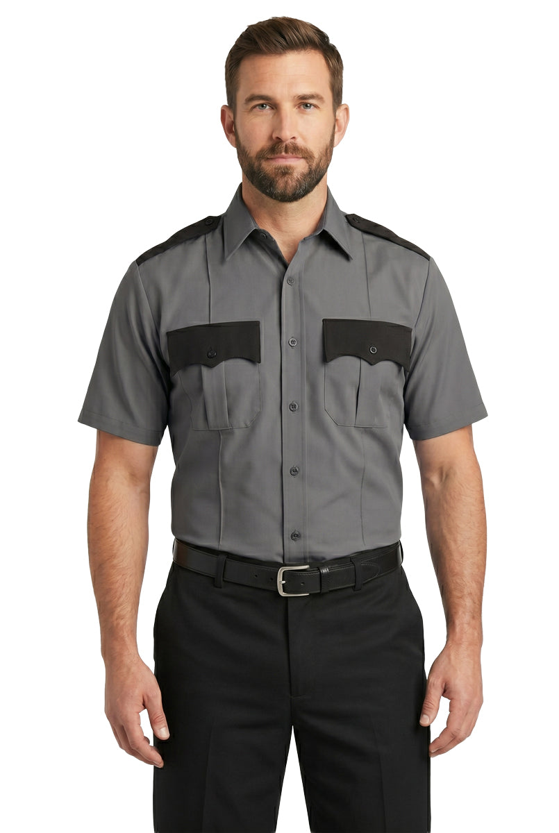 First Class 100% Polyester Two Tone Short Sleeve Uniform Shirt ...
